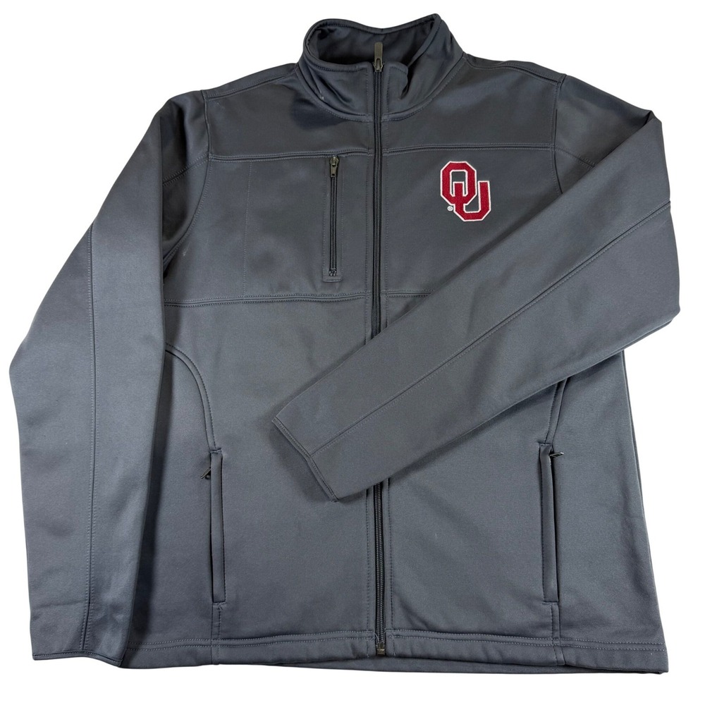 Gen2 Oklahoma Sooners Softshell Jacket Mens Medium Gray OU Full Zip Fleece Lined